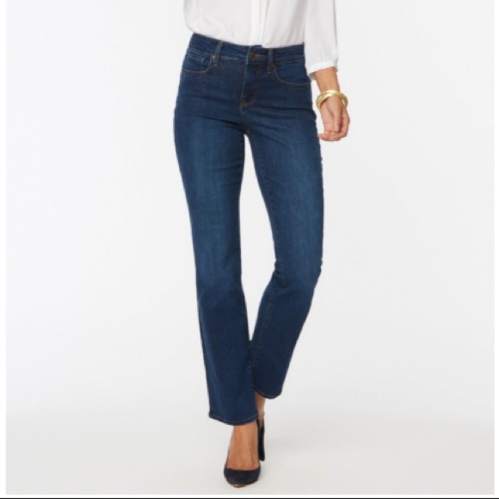 NYDJ Marilyn Straight Leg Medium Blue Wash Jeans Size 16 Denim Stretch Capsule